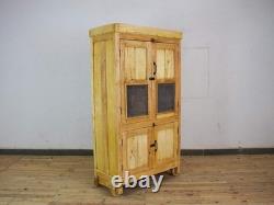 Vintage Bleached Rustic Kitchen Cupboard Cabinet On Wooden Wheels