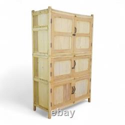 Vintage Bleached Rustic Kitchen Housekeepers Cupboard Cabinet Storage