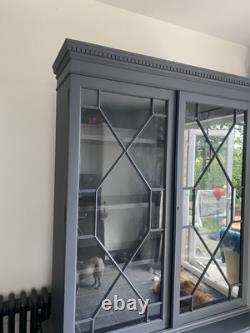 Vintage Blue Glazed Cabinet, Dresser, Bookcase