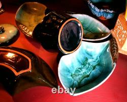 Vintage Blue Mountain Lazy Suzan Serving Dip Dish Appetizer Ceramic 1970