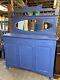 Vintage Blue Painted Wooden Chiffonier Sideboard With Mirror Cupboards & Drawers