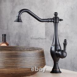 Vintage Brass Single Lever Hole Kitchen Sink Mixer Tap Swivel Wash Basin Faucet