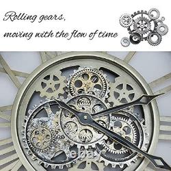 Vintage Bronze 60CM Large Wall Clock with Moving Gears Home Decor, Unique Desi