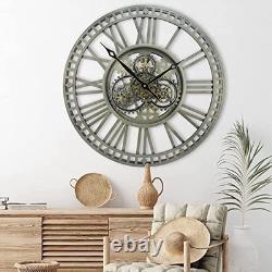Vintage Bronze 60CM Large Wall Clock with Moving Gears Home Decor, Unique Desi