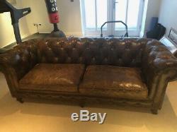 Vintage Brown Leather Chesterfield sofa 3 seater from Graham and Green