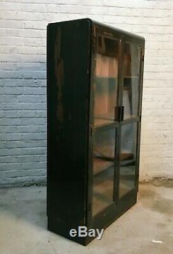 Vintage Brown Pine and Glass Display Cabinet / Book Shelf / Kitchen Unit