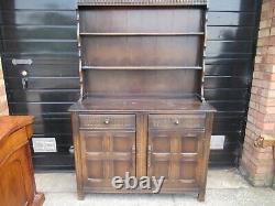 Vintage Brown Wooden Dresser Sideboard Cupboard Drawers Shelves Kitchen Unit