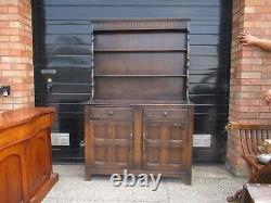 Vintage Brown Wooden Dresser Sideboard Cupboard Drawers Shelves Kitchen Unit