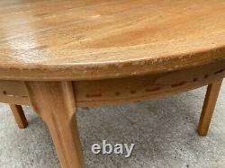 Vintage Brown Wooden Round Oval Extending Dining Kitchen Table Detachable Legs