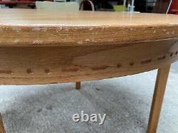 Vintage Brown Wooden Round Oval Extending Dining Kitchen Table Detachable Legs