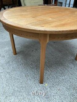 Vintage Brown Wooden Round Oval Extending Dining Kitchen Table Detachable Legs