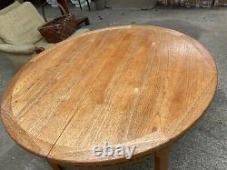 Vintage Brown Wooden Round Oval Extending Dining Kitchen Table Detachable Legs