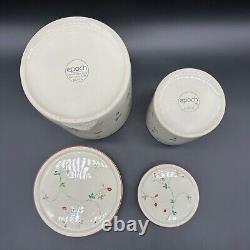 Vintage Canister Set 1980s Epoch Korea Ceramic Strawberry Cottage Kitchen Decor