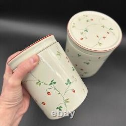 Vintage Canister Set 1980s Epoch Korea Ceramic Strawberry Cottage Kitchen Decor