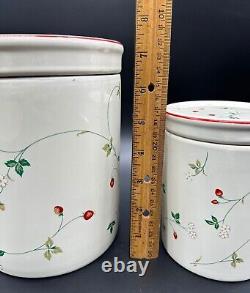 Vintage Canister Set 1980s Epoch Korea Ceramic Strawberry Cottage Kitchen Decor