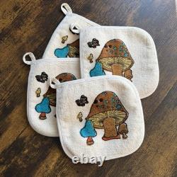 Vintage Cannon Mushroom Potholders Set of 4 Made in USA Retro Kitchen Decor