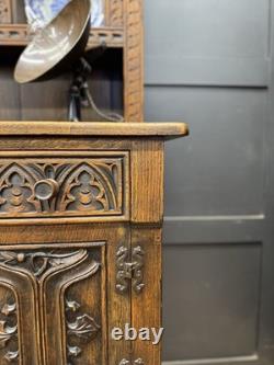 Vintage Carved Oak Dresser Sideboard Cabinet / Welsh Dresser Kitchen