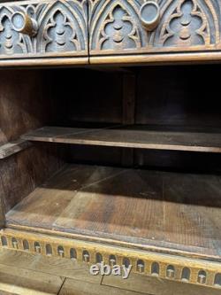 Vintage Carved Oak Dresser Sideboard Cabinet / Welsh Dresser Kitchen