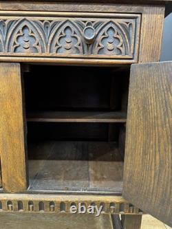 Vintage Carved Oak Dresser Sideboard Cabinet / Welsh Dresser Kitchen