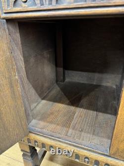 Vintage Carved Oak Dresser Sideboard Cabinet / Welsh Dresser Kitchen