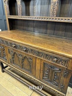 Vintage Carved Oak Dresser Sideboard Cabinet / Welsh Dresser Kitchen