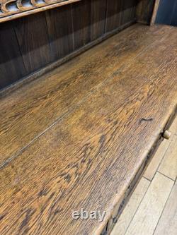 Vintage Carved Oak Dresser Sideboard Cabinet / Welsh Dresser Kitchen