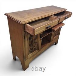 Vintage Carved Walnut Sideboard Filing Cabinet Hall Cupboard Locking Cabinet