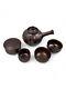 Vintage Ceramic Tea Set Jug & Bowls, Handmade, Retro Design