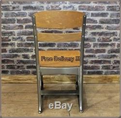 Vintage Chair Set 2 Dining Seats Retro Living Room Grey Garden Industrial Design