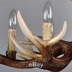 Vintage Chandelier Deer Horn Resin 6 Lights Lights Rural Antler Lamp Retro Style