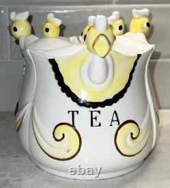 Vintage Chick Hen Duck 3 section Divided Canister Set Kitchen Collectible RARE
