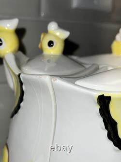 Vintage Chick Hen Duck 3 section Divided Canister Set Kitchen Collectible RARE