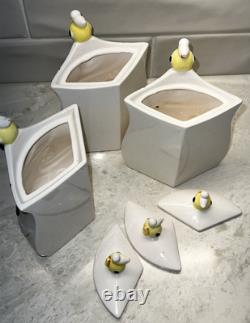 Vintage Chick Hen Duck 3 section Divided Canister Set Kitchen Collectible RARE