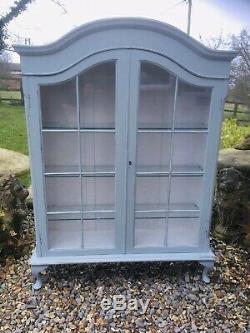 Vintage China Display Cabinet Painted Shabby Chic Duck Egg Blue