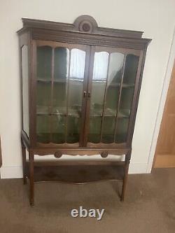 Vintage China Display Cabinet Shelved Bookcase Cupboard (With Key)