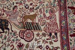 Vintage Collectible Animal Pictorial Agra Oriental Area Rug Hand-made Wool 4'x8