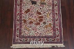 Vintage Collectible Animal Pictorial Agra Oriental Area Rug Hand-made Wool 4'x8