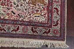 Vintage Collectible Animal Pictorial Agra Oriental Area Rug Hand-made Wool 4'x8