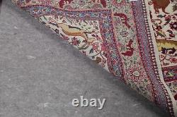 Vintage Collectible Animal Pictorial Agra Oriental Area Rug Hand-made Wool 4'x8