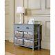 Vintage Console Table Hallway Furniture Wooden Storage Cabinet Baskets Drawers