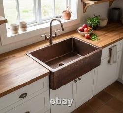 Vintage Copper Kitchen Sink Retro Undermount Farmhouse Sink, Antique Patina