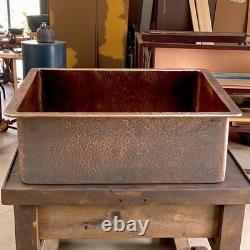 Vintage Copper Kitchen Sink Retro Undermount Farmhouse Sink, Antique Patina