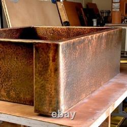 Vintage Copper Kitchen Sink Retro Undermount Farmhouse Sink, Antique Patina
