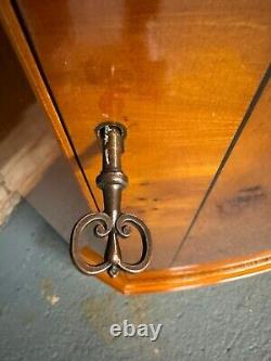 Vintage Corner Display Cabinet Yew Veneer With Keys