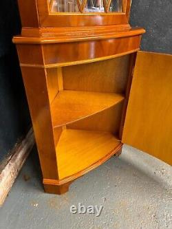 Vintage Corner Display Cabinet Yew Veneer With Keys