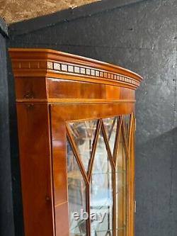 Vintage Corner Display Cabinet Yew Veneer With Keys