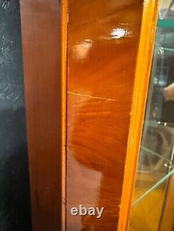 Vintage Corner Display Cabinet Yew Veneer With Keys