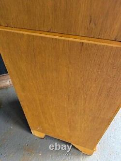 Vintage Corner Display Cabinet Yew Veneer With Keys