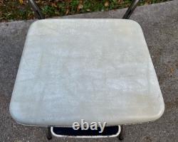 Vintage Cosco Kitchen Metal Step Stool Chair Flip Up Seat Retro MCM Upholstered