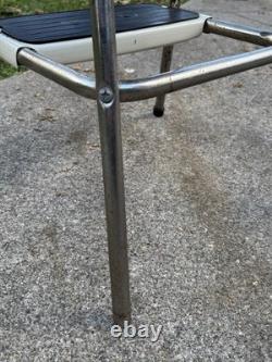 Vintage Cosco Kitchen Metal Step Stool Chair Flip Up Seat Retro MCM Upholstered